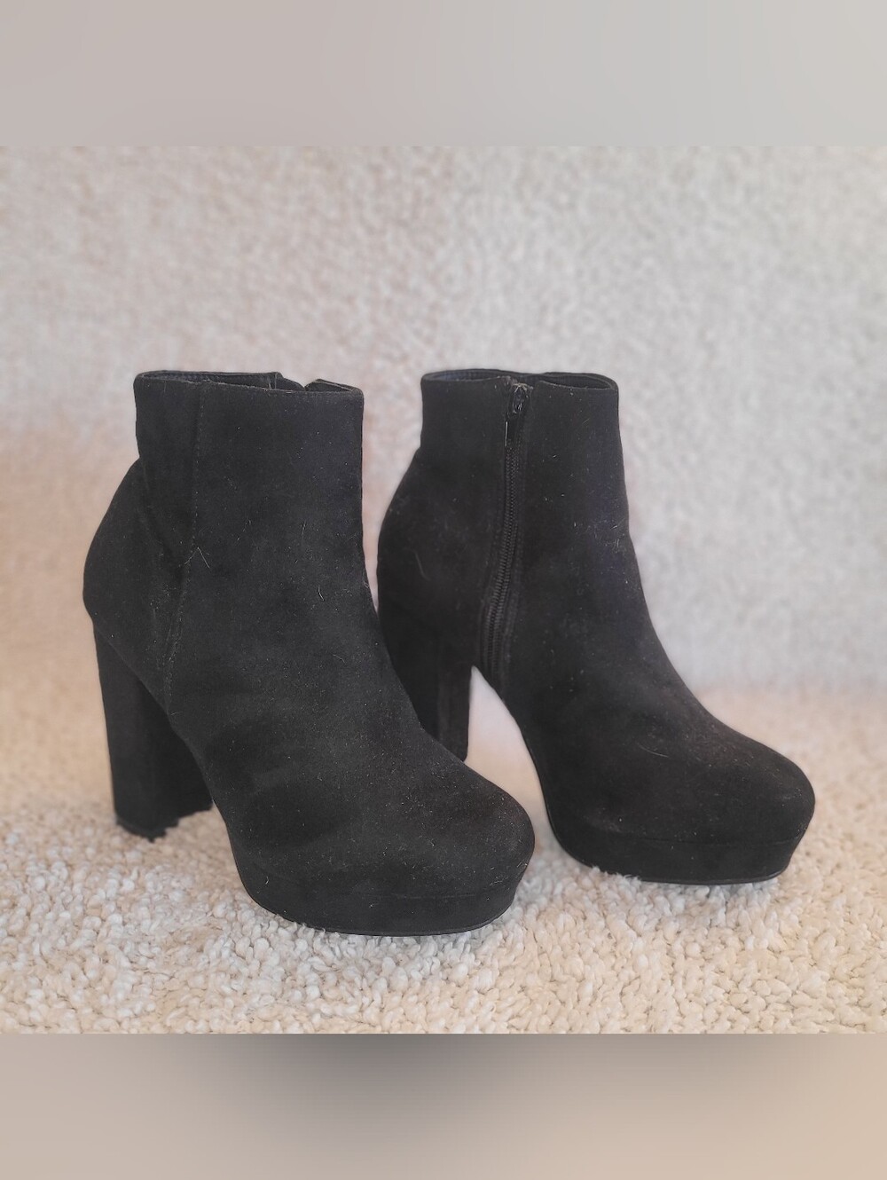Steve Madden Black Suede Platform Ankle Booties